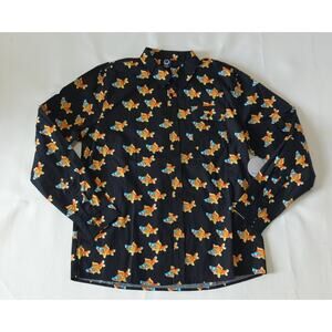 Neff Button Down Shirt Goldfish Sunglasses Black All Over Print Men's Large